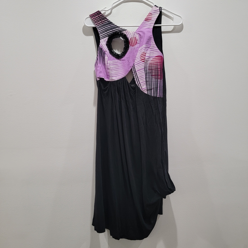 Paramita Elegant Asymmetrical Black and Purple Dress